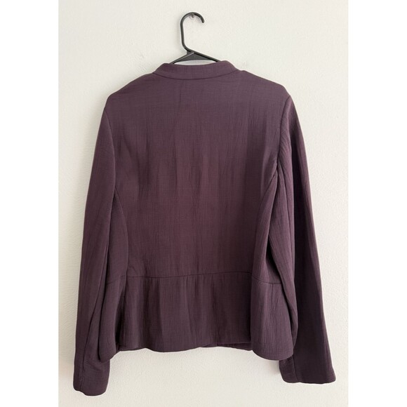Eileen Fisher Textured Rayon & Silk Purple Blazer Size L Blouse With Pockets - Picture 2 of 13